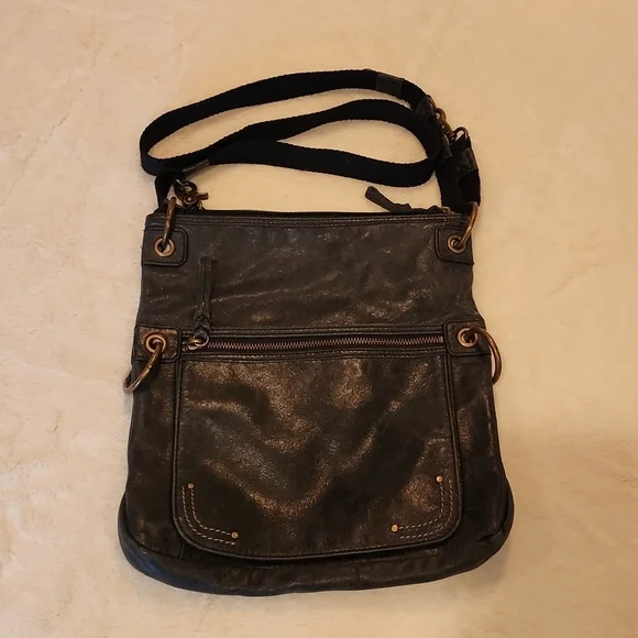 The Sak Dark Grey Leather Crossbody Purse Shoulder Bag - Picture 4 of 11